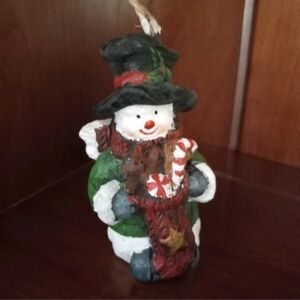 Rustic Jolly Winter Snowman Christmas Ornament